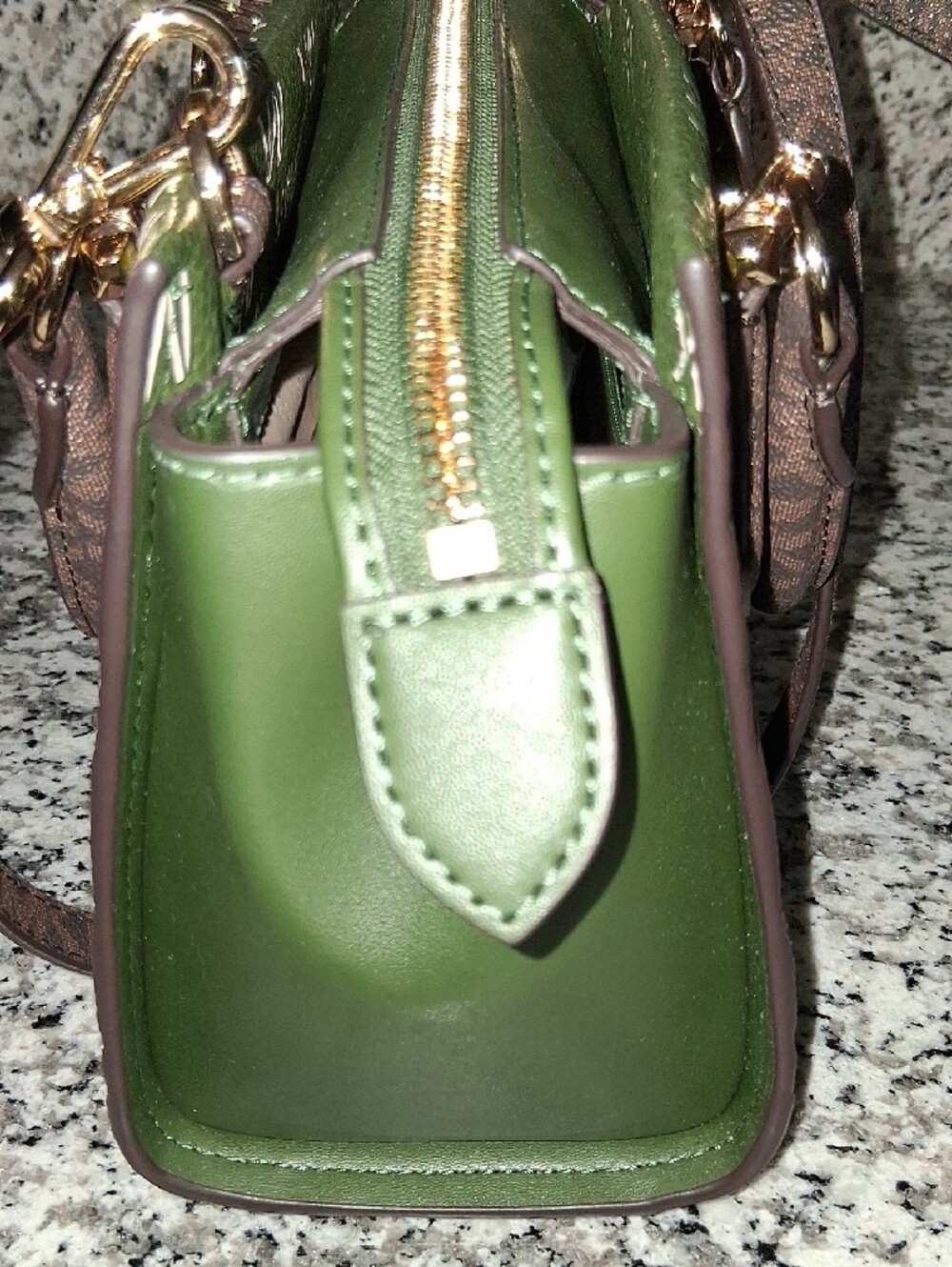 Michael Kors Amazon Green MK Sm.Logo Marilyn Monogramed Satchel Crossbody - Picture 4 of 11